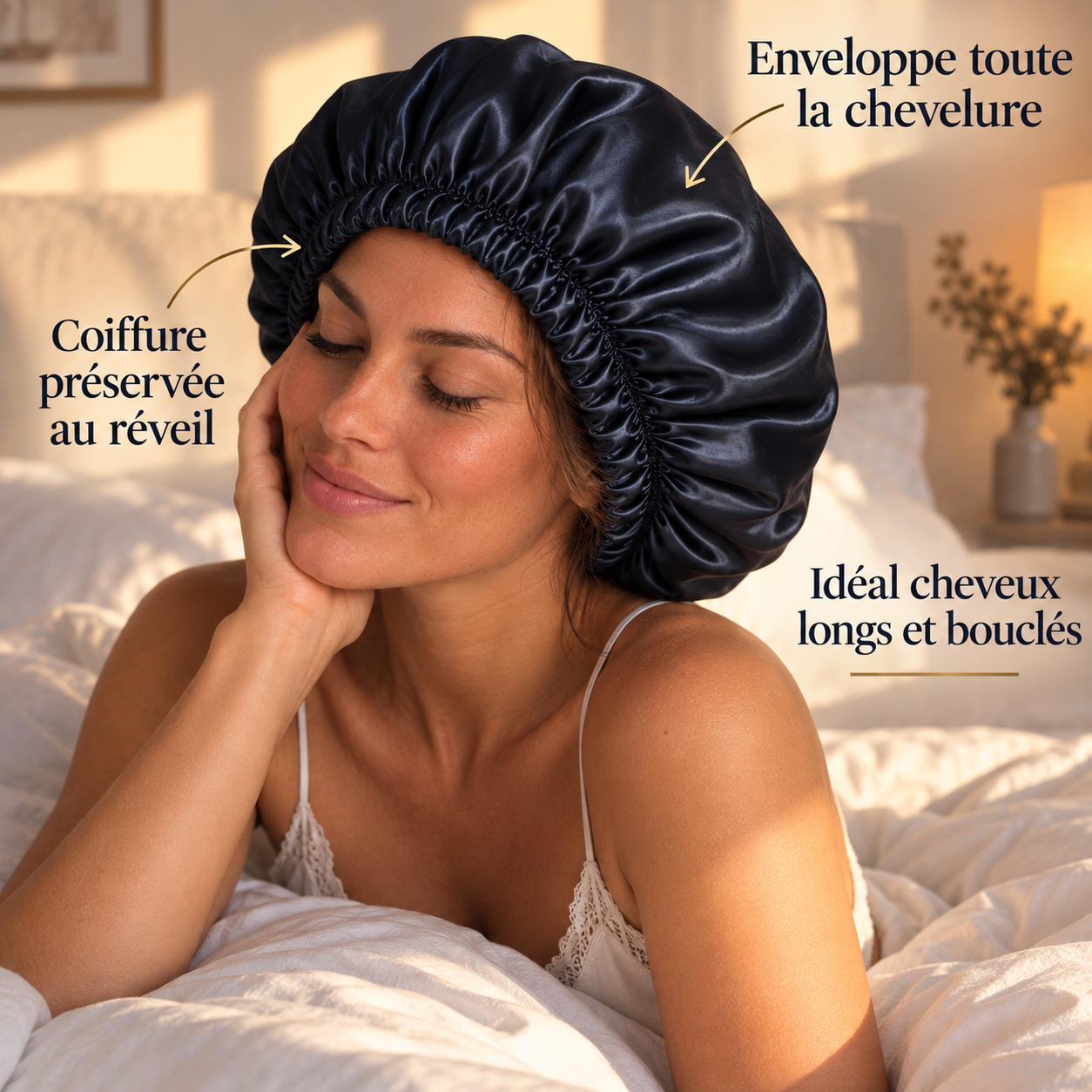 Bonnet de Nuit 100% soie de mûrier - La Songerie™