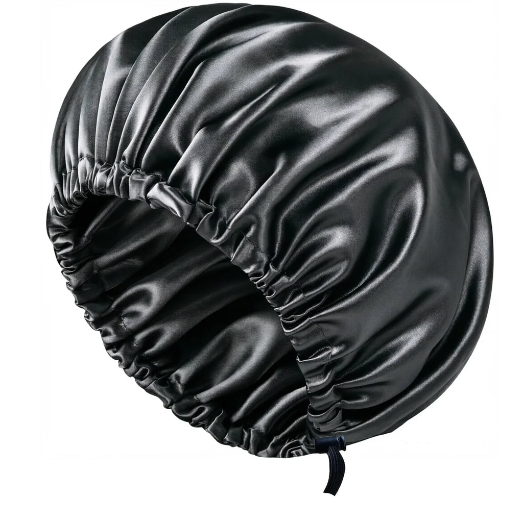 Bonnet de nuit 100% soie de mûrier pour femmes, bonnet en soie ajustable, grand bonnet de sommeil pour cheveux bouclés naturels et tresses